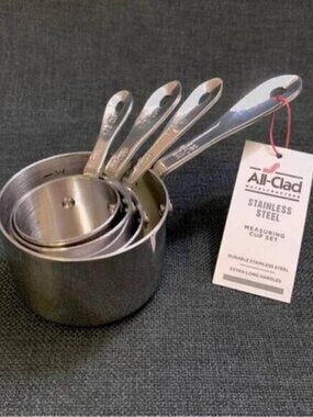 ALL CLAD Heavy Gauge Stainless Steel Measuring Cups w/ 4 Riveted Handles